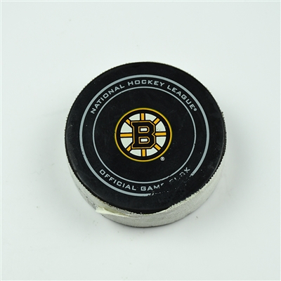 David Krejci - Boston Bruins - Goal Puck - December 7, 2017 vs. Arizona Coyotes (Bruins Logo)