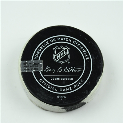 Pierre-Luc Dubois - Columbus Blue Jackets - Goal Puck - February 9, 2018 vs. Washington Capitals (Capitals Logo)