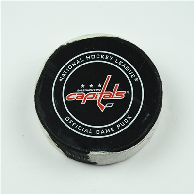Pierre-Luc Dubois - Columbus Blue Jackets - Goal Puck - February 9, 2018 vs. Washington Capitals (Capitals Logo)