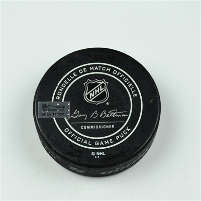 Seth Jones - Columbus Blue Jackets - Goal Puck - March 22, 2018 vs. Florida Panthers (Blue Jackets Logo)