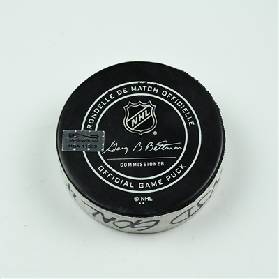 Stefan Noesen - New Jersey Devils - Goal Puck - March 14, 2018 vs. Vegas Golden Knights (Golden Knights Logo)