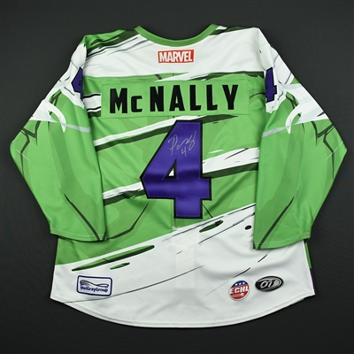 Patrick McNally - Worcester Railers - 2017-18 MARVEL Super Hero Night - Game-Worn Autographed Jersey