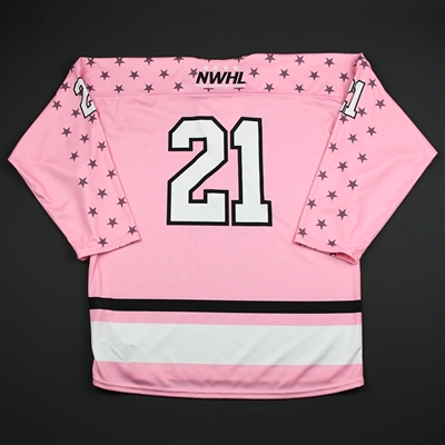 No Name on Back #21 - Buffalo Beauts - Game-Issued Strides for the Cure Jersey - Jan. 20, 2018