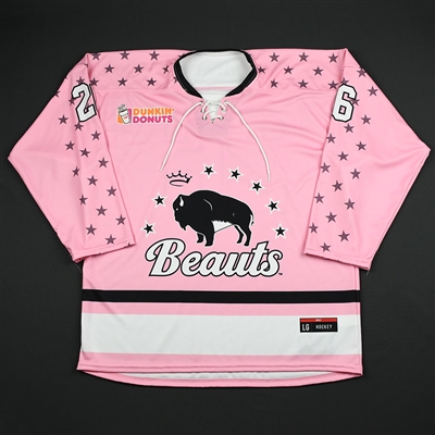 No Name on Back #26 - Buffalo Beauts - Game-Issued Strides for the Cure Jersey - Jan. 20, 2018