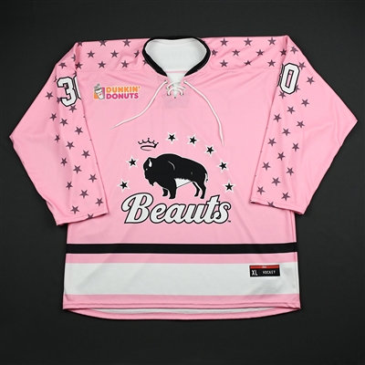 No Name on Back #30 - Buffalo Beauts - Game-Issued Strides for the Cure Jersey - Jan. 20, 2018