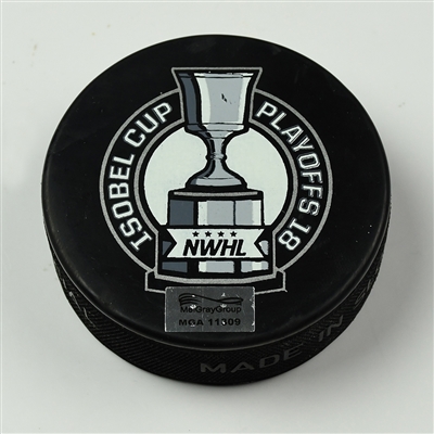 Kelly Nash - Metropolitan Riveters - Goal Puck - March 18, 2018 vs. Connecticut Whale (Isobel Cup Playoffs Logo) - Isobel Cup Semi-Final