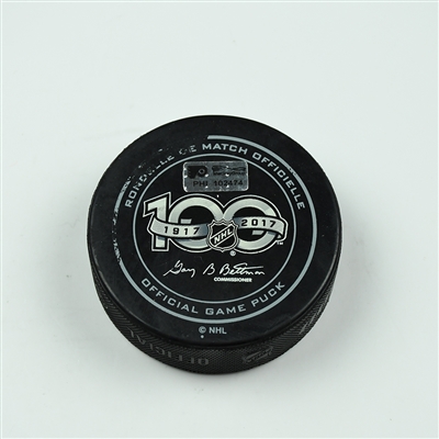 Sean Couturier (Giroux 400th NHL Career Assist) - Philadelphia Flyers - Goal Puck - October 17, 2017 vs. Florida Panthers (Flyers Logo)