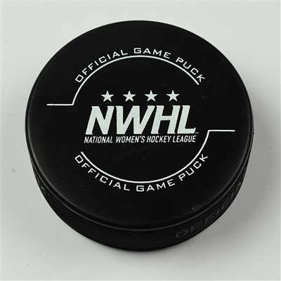 Madison Packer - Metropolitan Riveters - Goal Puck - March 18, 2018 vs. Connecticut Whale (Isobel Cup Playoffs Logo) - Isobel Cup Semi-Final