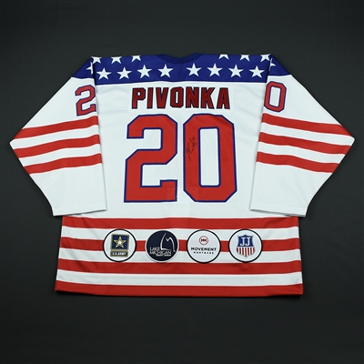 Jake Pivonka - 2018 U.S. National Under-18 Development Team - Military Appreciation Game-Worn Autographed Jersey