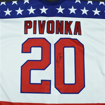 Jake Pivonka - 2018 U.S. National Under-18 Development Team - Military Appreciation Game-Worn Autographed Jersey