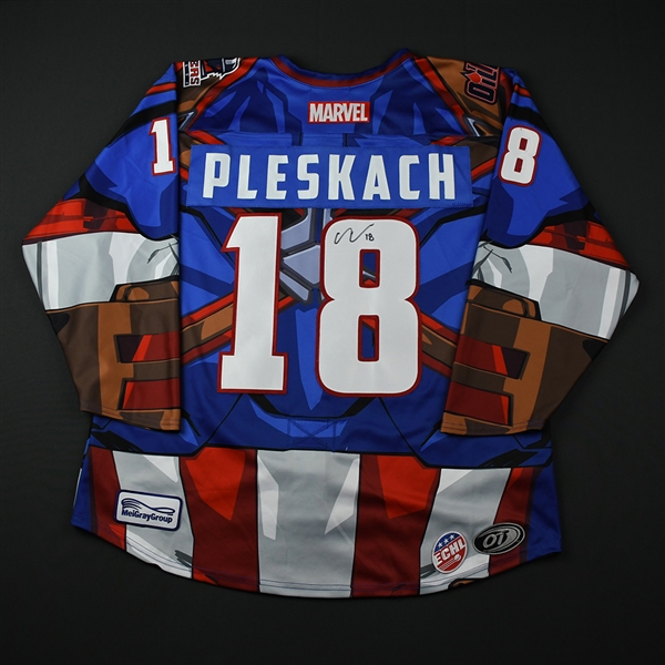 Adam Pleskach - Tulsa Oilers - 2017-18 MARVEL Super Hero Night - Game-Worn Autographed Jersey w/C