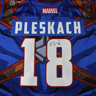 Adam Pleskach - Tulsa Oilers - 2017-18 MARVEL Super Hero Night - Game-Worn Autographed Jersey w/C