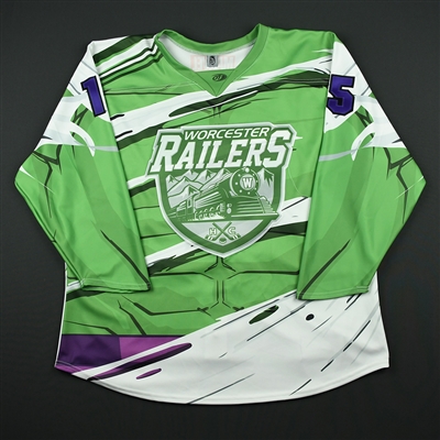 Willie Raskob - Worcester Railers - 2017-18 MARVEL Super Hero Night - Game-Issued Jersey