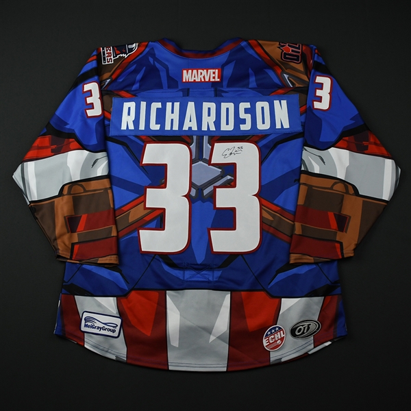 Evan Richardson - Tulsa Oilers - 2017-18 MARVEL Super Hero Night - Game-Worn Autographed Jersey