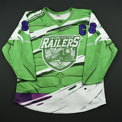 Ashton Rome - Worcester Railers - 2017-18 MARVEL Super Hero Night - Game-Worn Autographed Jersey w/C