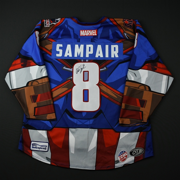 Charlie Sampair - Tulsa Oilers - 2017-18 MARVEL Super Hero Night - Game-Worn Autographed Jersey