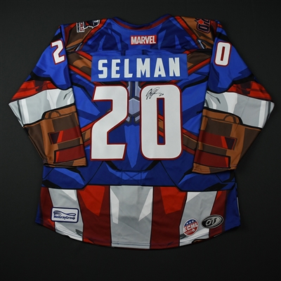Justin Selman - Tulsa Oilers - 2017-18 MARVEL Super Hero Night - Game-Issued Autographed Jersey