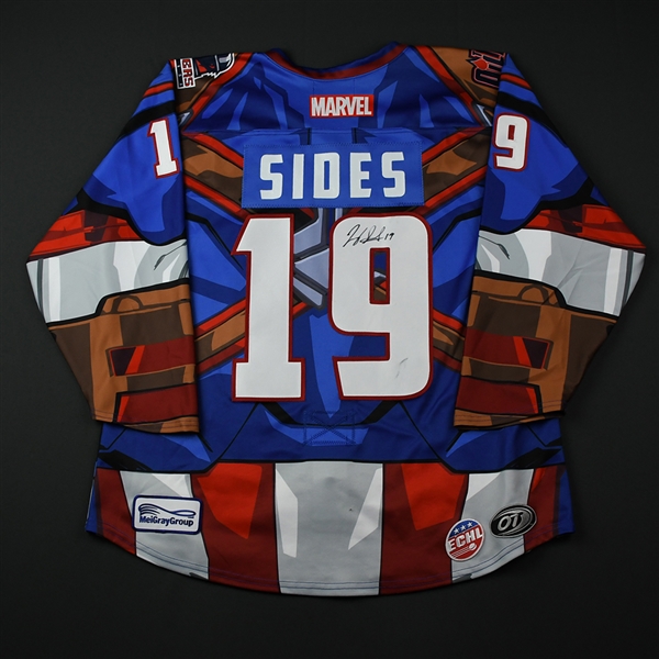 Joey Sides - Tulsa Oilers - 2017-18 MARVEL Super Hero Night - Game-Worn Autographed Jersey w/A