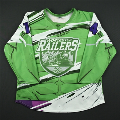 T.J. Syner - Worcester Railers - 2017-18 MARVEL Super Hero Night - Game-Worn Autographed Jersey