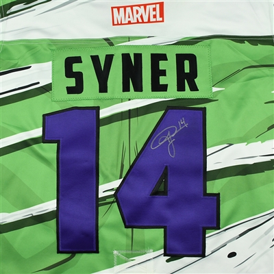 T.J. Syner - Worcester Railers - 2017-18 MARVEL Super Hero Night - Game-Worn Autographed Jersey