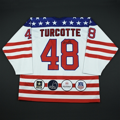 Alex Turcotte - 2018 U.S. National Under-18 Development Team - Military Appreciation Game-Worn Autographed Jersey