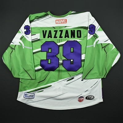 Alex Vazzano - Worcester Railers - 2017-18 MARVEL Super Hero Night - Game-Worn Back-Up Only Jersey