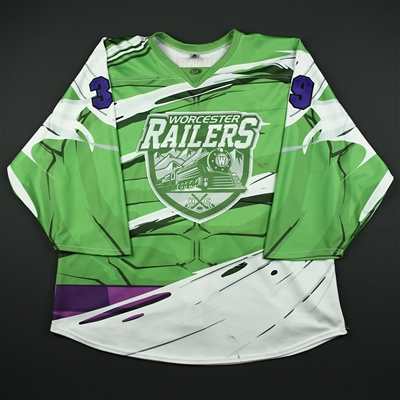 Alex Vazzano - Worcester Railers - 2017-18 MARVEL Super Hero Night - Game-Worn Back-Up Only Jersey