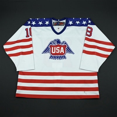 Oliver Wahlstrom - 2018 U.S. National Under-18 Development Team - Military Appreciation Game-Worn Autographed Jersey