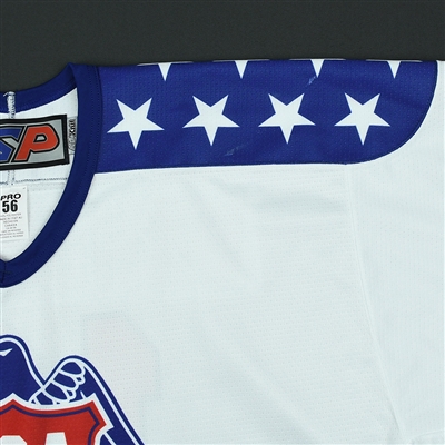 Oliver Wahlstrom - 2018 U.S. National Under-18 Development Team - Military Appreciation Game-Worn Autographed Jersey