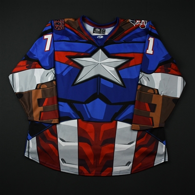 Sam Wilbur - Tulsa Oilers - 2017-18 MARVEL Super Hero Night - Game-Worn Autographed Jersey