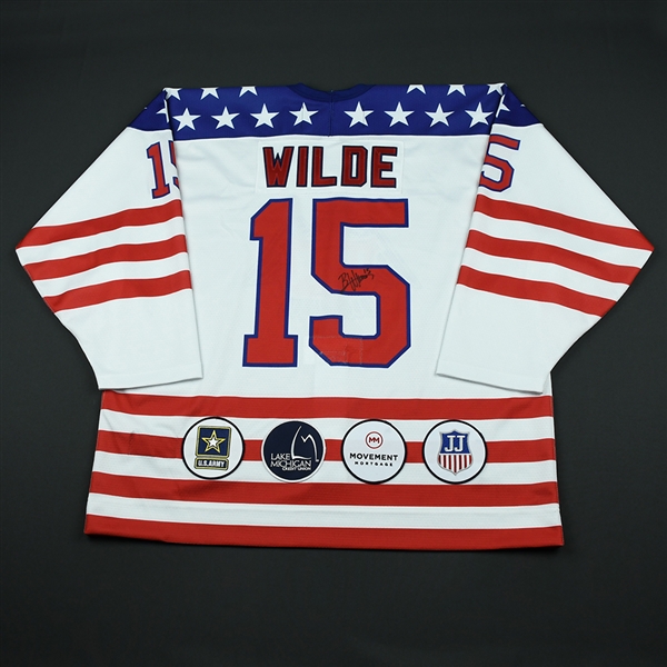 Bode Wilde - 2018 U.S. National Under-18 Development Team - Military Appreciation Game-Worn Autographed Jersey