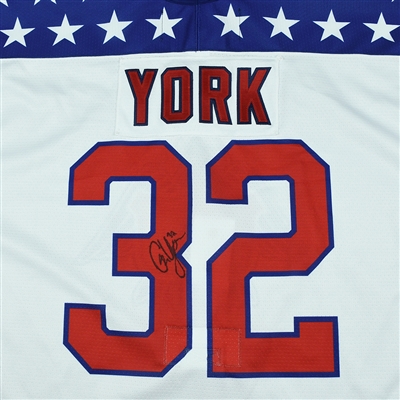 Cam York - 2018 U.S. National Under-18 Development Team - Military Appreciation Game-Worn Autographed Jersey
