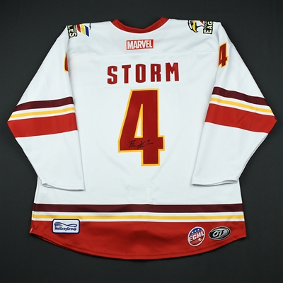 Ben Storm - Colorado Eagles - 2017-18 MARVEL Super Hero Night - Game-Worn Autographed Jersey 