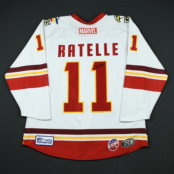 Joey Ratelle - Colorado Eagles - 2017-18 MARVEL Super Hero Night - Game-Worn Autographed Jersey 