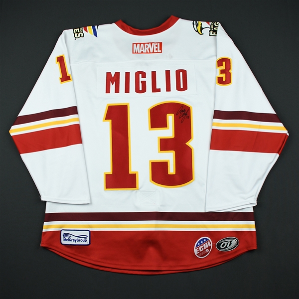 Nicholas Miglio - Colorado Eagles - 2017-18 MARVEL Super Hero Night - Game-Worn Autographed Jersey 