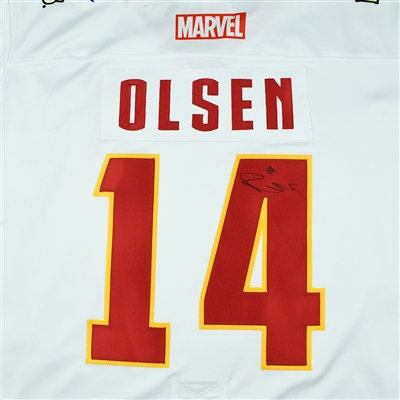 Ryan Olsen - Colorado Eagles - 2017-18 MARVEL Super Hero Night - Game-Worn Autographed Jersey 