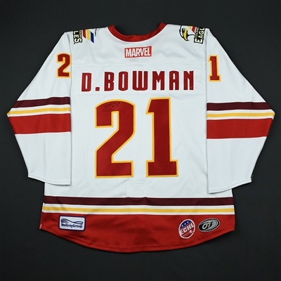 Drayson Bowman - Colorado Eagles - 2017-18 MARVEL Super Hero Night - Game-Worn Autographed Jersey 