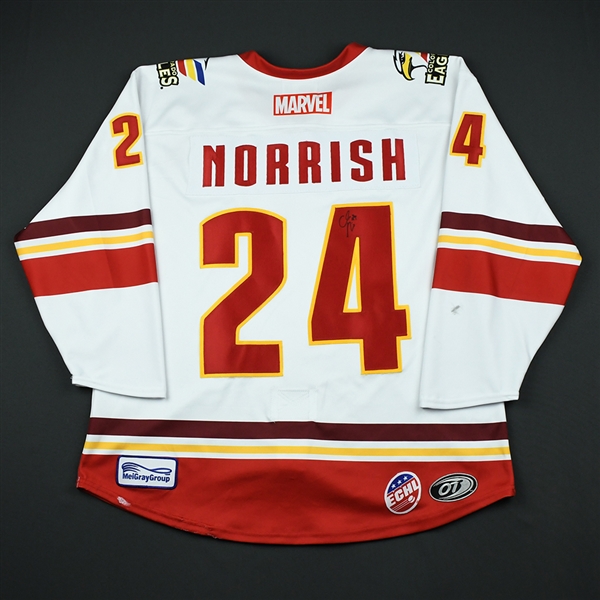 Chase Norrish - Colorado Eagles - 2017-18 MARVEL Super Hero Night - Game-Worn Autographed Jersey 