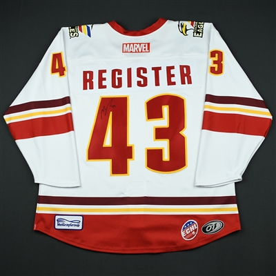 Matt Register - Colorado Eagles - 2017-18 MARVEL Super Hero Night - Game-Worn Autographed Jersey w/A