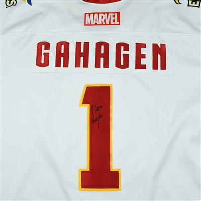 Parker Gahagen - Colorado Eagles - 2017-18 MARVEL Super Hero Night - Game-Worn Autographed Back-Up Only Jersey 