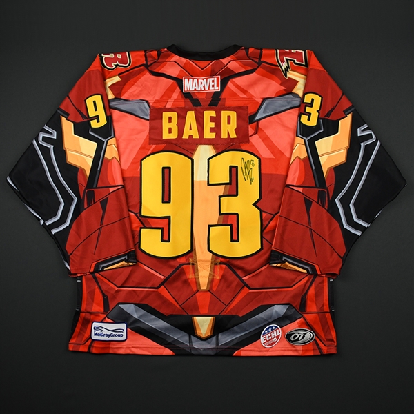 Alec Baer - Rapid City Rush - 2017-18 MARVEL Super Hero Night - Game-Worn Autographed Jersey 