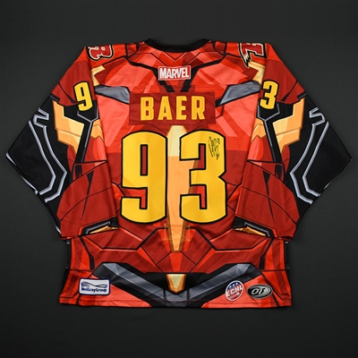 Alec Baer - Rapid City Rush - 2017-18 MARVEL Super Hero Night - Game-Worn Autographed Jersey 