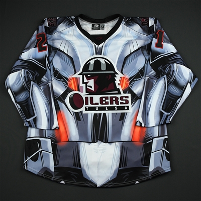 Conner Bleackley - Tulsa Oilers - 2017-18 MARVEL Ultron Super Hero Night - Game-Issued Autographed Jersey