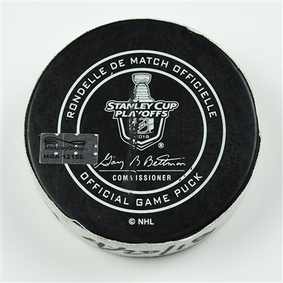 Nick Bonino - Nashville Predators - Goal Puck - April 20, 2018 vs. Col. Avalanche (Predators Logo) - 2018 Stanley Cup Playoffs - Round 1 Game 5