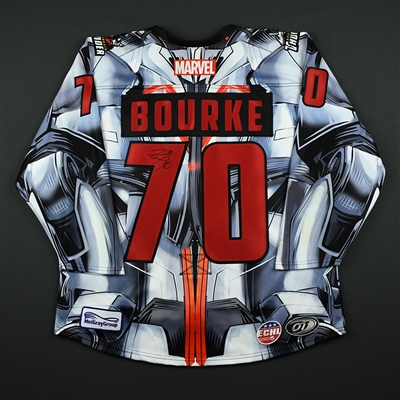 Troy Bourke - Adirondack Thunder - 2017-18 MARVEL Super Hero Night - Game-Worn Autographed Jersey