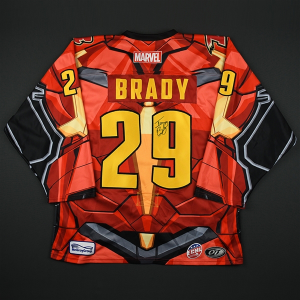 Ian Brady - Rapid City Rush - 2017-18 MARVEL Super Hero Night - Game-Worn Autographed Jersey 