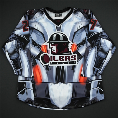 Dennis Brown - Tulsa Oilers - 2017-18 MARVEL Ultron Super Hero Night - Game-Worn Autographed 1st Period Only Jersey