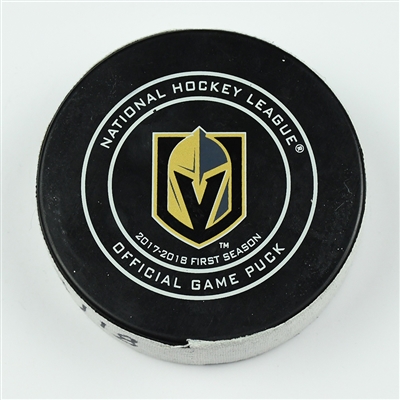 Brent Burns - San Jose Sharks - Goal Puck - April 28, 2018 vs. Vegas Golden Knights (Golden Knights Logo) - 2018 Stanley Cup Playoffs - Round 2 Game 2