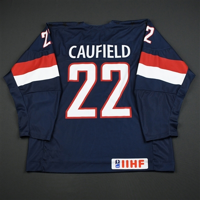 Cole Caufield - 2018 U.S. National Under-18 IIHF Men's World Championship - Game-Worn Blue Jersey