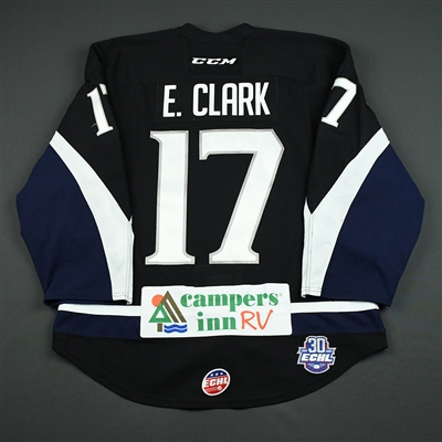 Everett Clark - Jacksonville Icemen - 2017-18 Regular Season Game-Worn Black Jersey 